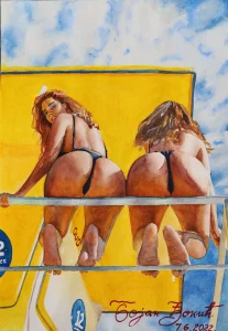 lika No 18, originalna akvarel slika na papiru sa umetničkim figurativnim prikazom